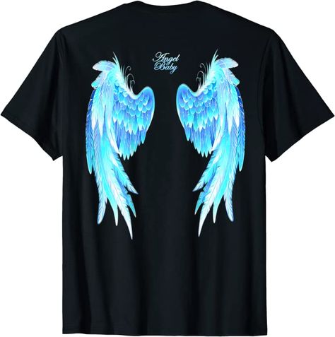 Wings Tshirt Design, Back Angel, Feather Angel Wings, Angel Blue, Bird Wings, Blue Wings, Baby Angel, Tshirt Design, Trendy Tshirts