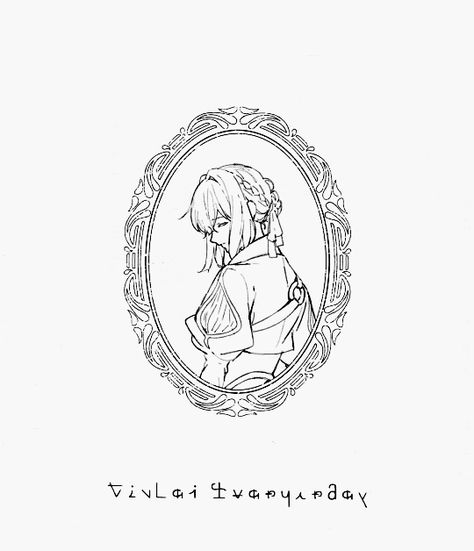 Violet Evergarden Stamp, Violet Evergarden Tattoo Ideas, Violet Evergarden Sketch, Violet Evergarden Tattoo, Violet Evergarden Drawing, Violet Evergarden Fanart, Violet Evergreen, Necklace Drawing, Simple Anime