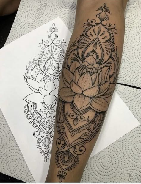 Mandala Tattoos For Women, Mandela Tattoo, Shin Tattoo, Tattoo Mandala, Forarm Tattoos, Hand Tattoos For Women, Forearm Tattoo Women, Tattoos For Black Skin, Leg Tattoos Women