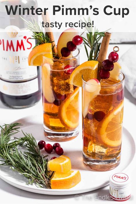 Winter Pimm's Cup - The Endless Meal® Pims Cocktail, Winter Pimms, Wedding Cocktail Ideas, Wedding Cocktails Recipes, Pimms Cocktail, Pimm's Cup, Spiked Apple Cider, Pimms Cup, Cocktail Ideas