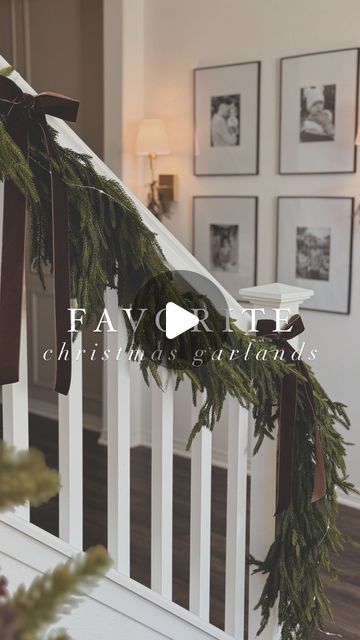 Evelyn Hernandez on Instagram: "Top 3 Favorite Christmas Garlands 🌲  1. Norfolk Pine Garland-The perfect garland for your stair railing. It has a beautiful drape and the right amount of movement. If you want a fuller look you can use the Norfolk Pine stems as picks. Love the variation in color as well, so pretty!   2. Cedar Garland-Wow wow wow, this garland is a beauty. It looks SO realistic and is so full. If you want something that needs little to no fluffing, needs no picks, and has a realistic look, this is the one for you! Worth every penny. (I have a discount code, EVELYNHERNANDEZ for 10% off)  3. Walmart Garland-This garland has a mix of greenery and tiny pincones so it has soo much texture. The back of the garland is bigger and stiffer so I love this garland for a console table or Norfolk Garland Stairs, Norfolk Pine Garland Stairs, Decorate Banister For Christmas, Garland On Stair Railing, Stair Garland Christmas Railings, How To Hang Garland On Stairs, Walmart Garland, Garland For Stairs Railings, Banister Garland Christmas