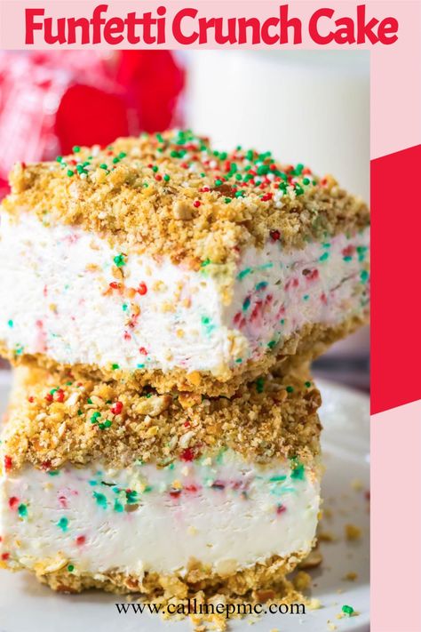 Frozen Funfetti Crunch Cake Funfetti Ice Cream, No Bake Banana Pudding, No Bake Lemon Cheesecake, Lemon Cheesecake Bars, Make Birthday Cake, Hashbrown Casserole, Bacon Appetizers, Crunch Cake, Sausage Casserole