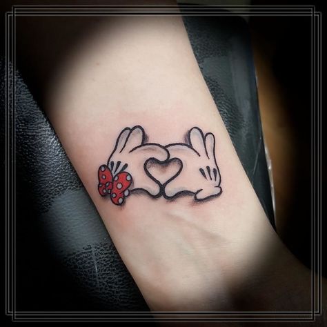 Stitched Up Heart Tattoo, Mickey Minnie Tattoo Couple, Mickey And Minnie Tattoos Couples, Disney Couples Tattoos, Miky Mouse Tattoo, Mickey Minnie Tattoo, Mickey And Minnie Tattoo, Heart Hands Tattoo, Disney Tattoos Mickey