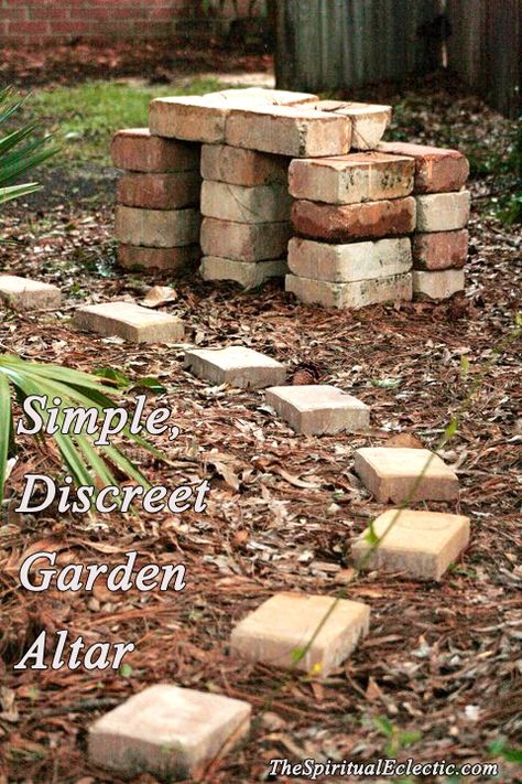 Altars:  Discreet Garden #Altar. Garden Altar, Shrine Art, Sacred Space Altar, Outdoor Meditation, Witchy Garden, Spiritual Garden, Sacred Garden, Personal Altar, Prayer Garden