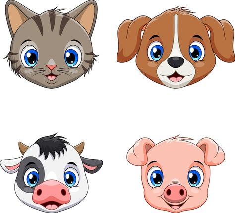 Animal Templates, Cartoon Cow, Montessori Ideas, Animal Education, Preschool Art Activities, Animal Head, New Year Greeting Cards, Arctic Animals, Vector Cartoon