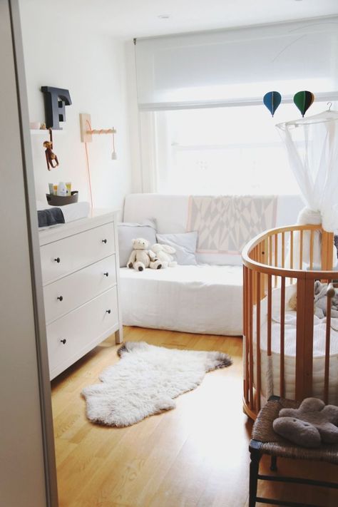 Small Space Ally: Stokke Sleepi Crib in 10 Real Rooms Stokke Sleepi Crib, Under Crib Storage, Apartment Nursery, Crib Storage, Tiny Nursery, Amsterdam Apartment, Stokke Sleepi, Small Space Nursery, Small Nurseries