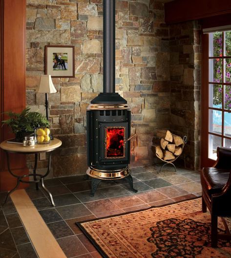 Thelin™ Hearth Products Stove Hearth Ideas, Pellet Stove Hearth, Diy Fireplaces, Stove Hearth, Diy Fireplace Mantle, Barn Wood Art, Parlour Stove, Pellet Stoves, Mantle Ideas