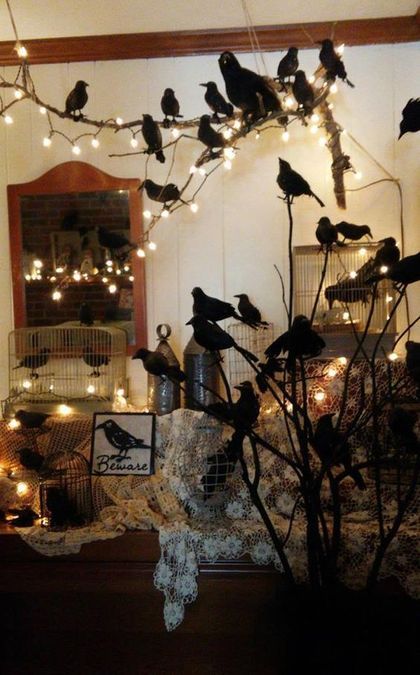 150 Cheap & Easy DIY Dollar Store Halloween decor Ideas on a Budget Halloween Crows, Adult Halloween Party Decorations, Dollar Store Halloween Decorations, Grave Yard, Halloween Decor Ideas, Dark Decor, Halloween Dance, Halloween Mantel, Dollar Store Halloween