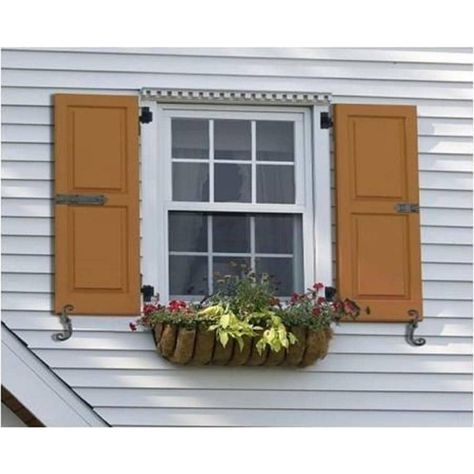 Brown Shutters, Traditional Shutters, Window Shutters Exterior, Outdoor Shutters, House Shutters, Eastern White Pine, Wood Exterior, Window Trim Exterior, Rustic Window