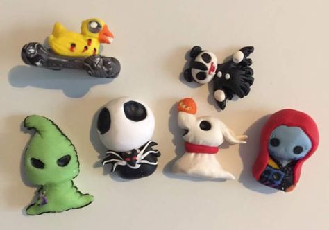 Nightmare Before Christmas magnets Nightmare Before Christmas Clay Ideas, Nightmare Before Christmas Clay, Dog From Nightmare Before Christmas, Christmas Magnets, Magnet Ideas, Halloween Clay, Clay Designs, Christmas Magnet, Polymer Clay Ornaments