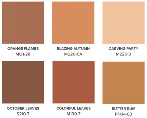 Behr’s Fall Feels Palette – A Warm Fall Colour Palette | Colourfully BEHR Warm Fall Color Palette, Fall Colour Palette, Fall Paint Colors, Warm Bedroom Colors, Orange Paint Colors, Warm Paint Colors, Behr Colors, Behr Paint Colors, Porch Colors