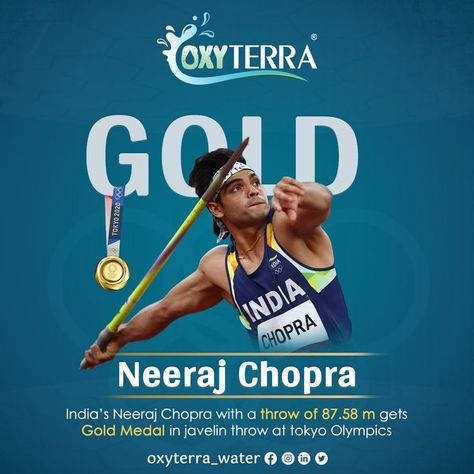 Indian eyes are gleaming with gold! Star-struckFlag of India For the first time in the country's history, they have an Olympic gold medallist in #athletics. First place medal Congratulations, Neeraj Chopra. The #Tokyo2020 men's javelin Olympic Champion. #Olympics #Cheer4India #Tokyo #Cheer4India #TeamIndia #worldchampion #trainingcamp #mirabaichanu #TokyoOlympics2021 #Weightlifting #WATER #waterbottle Olympics Creative Ads, First Place Medal, Olympic Winners, Couples Hidden Face Pics, Javelin Throw, Indian Eyes, Neeraj Chopra, Olympic Gold Medals, Olympic Medals