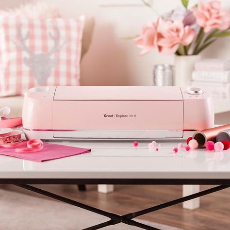 officialcricut : All good things come in pink right?😍 Like this post if you need this rose machine for yourself. Tag a friend if you think they need one too! Ps - this pretty little pink thing is only available at @Joann_stores and comes with an exclusive bundle. For more details visit your local Jo-Ann store. So. Really...how could any of us say no to that?!🙊 #Cricut #CricutMade #handmadewithjoann #diy #exploreair2 Pink Office Decor, Pink Thing, Cricket Machine, Office Room Design, Fine Point Pens, Wallpaper Pink And White, Cricut Explore Air 2, Infusible Ink, Cricut Explore Air