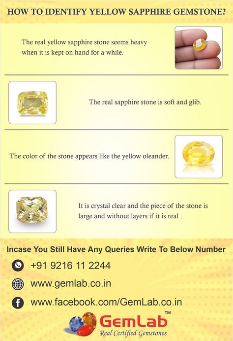 Yellow Sapphire stone, also called Pukhraj stone, is an eminently precious, yellow-colored gemstone of the Corundum mineral family. In this infographic, we will discuss the identification of yellow sapphire gemstone. https://wa.me/919216116688 Turquoise Diamond Rings, Yellow Gemstones, Sapphire Stone, Yellow Sapphire, Sapphire Gemstone, Gemstone Colors, Sapphire, Yellow, Stone