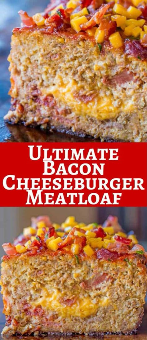 Bacon Cheeseburger Meatloaf, Cheeseburger Meatloaf, Bacon Meatloaf, Crab Appetizer, Beef Entrees, Main Recipes, Meatloaf Dinner, Dorm Food, Smoked Food