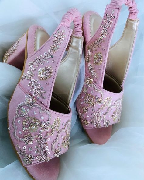 Mules | Flats | Heels | Kolhapuri | Wedges | Jutti Embroidered Heels, Heels Pink, Heels Online, Bridal Heels, Festive Wear, Womens Mules, Bride Shoes, Pink Heels, Vegan Shoes