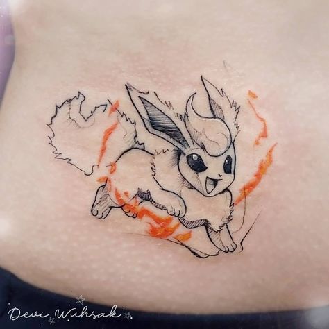 🔸️🔥🔸️🔥 𝘍𝘭𝘢𝘳𝘦𝘰𝘯 🔥🔸️🔥🔸️ Flareon Tattoo, Flareon Pokemon, Pokemon Flareon, Pokemon Tattoo, Couple Tattoos, Inspirational Tattoos, Tattoos And Piercings, Tatting, Tattoo Ideas