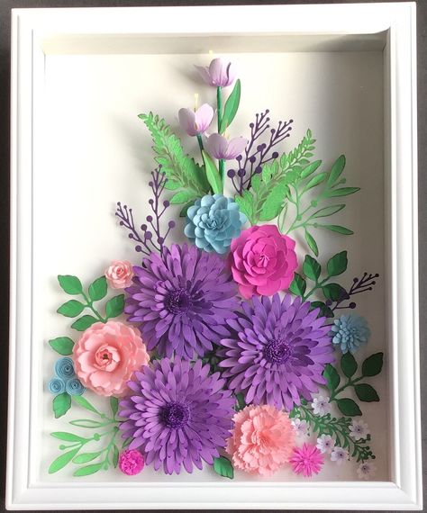 This Wall Hangings item by HarvestJoy2018 has 4 favorites from Etsy shoppers. Ships from United States. Listed on 13 Dec, 2023 Flower Box Wall Decor, Paper Flower Art On Canvas, Cricut Shadow Box Ideas With Flowers, Paper Flower Shadow Box, Cricut Flowers, Purple Mums, Wall Art Purple, Paper Flower Arrangements, Paper Flower Art