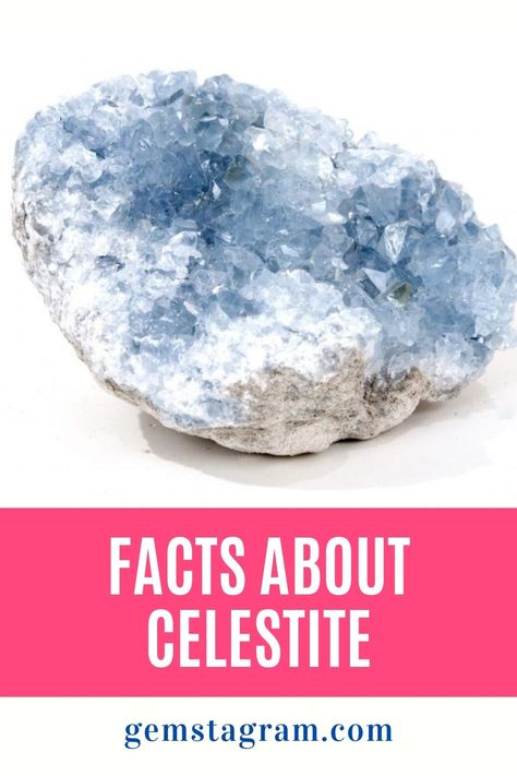 Celestite Crystal Meaning, Celestite Crystal, Learn Facts, Crystal Healing Stones, Crystal Meanings, Crystal Stones, Gems And Minerals, Crystal Gems, Healing Crystals