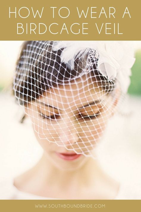 How to Wear a Birdcage Veil | SouthBound Bride Veil Poses, Birdcage Veil Hairstyle, Boho Veil, Birdcage Veil Wedding, Veil Photography, Chic Updo, Cage Veil, Fingertip Length Veil, Communion Hairstyles