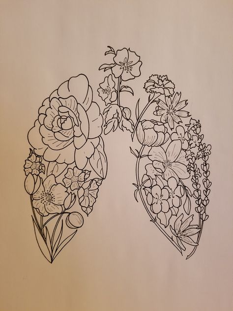 Tattoo Of Lungs With Flowers, Lung Tree Tattoo, Lung Anatomy Drawing, Flower Brain Drawing, Fine Line Lung Tattoos, Healthy Lungs Aesthetic, Lungs Painting Acrylic, Pulmonologist Aesthetic, Floral Lungs Tattoo