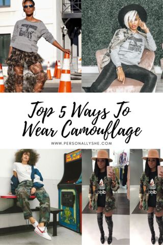 TOP 5 WAYS TO WEAR CAMOUFLAGE @PERSONALLYSHE – Personally She Women’s Camouflage Outfits, Camouflage Shirt Outfit Womens, What To Wear With Camouflage Pants, Camoflauge Skirt Outfits, Camoflauge Outfits Black Women, Camaflouge Outfits, Camouflage Outfits For Women, Camouflage Shirt Outfit, Camouflage Skirt Outfit