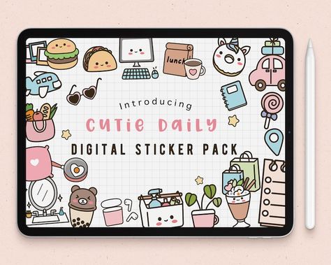 Memo Template, Digital Stickers Goodnotes, Stickers School, Etsy Planner, Sticky Note Planner, Note Doodles, Goodnotes Stickers, School Stickers, Doodle Designs