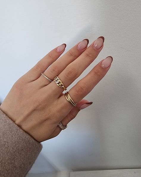 French Nails Brown, Marron Nails, French Nails With A Twist, Brown French Nails, Brown French, Baby Boomer, French Nails, Beautiful Nails, Nail Inspo