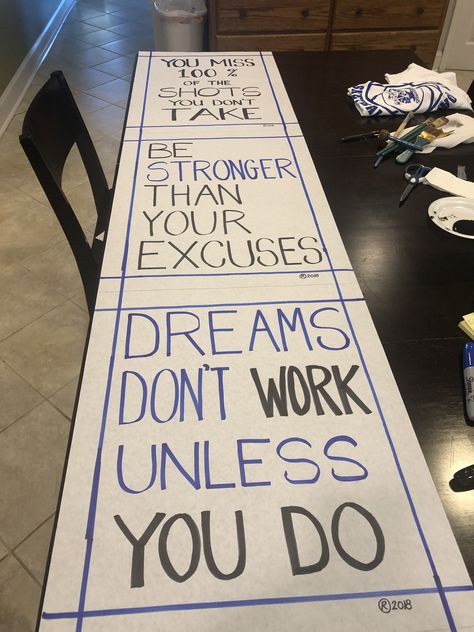 banner, logo, team, high school, gym, athlete, athletic, school, poster, sign, celebrate, handmade, painted, homemade, classy, pretty, senior night, easy, simple, fun, five star, #bannermoment, bulletin board, rhonda ellis, cultivatingahome, creative, school, basketball, volleyball, football, cheerleading, soccer, senior, pta, student council, spirit, cheer, buccaneers, warriors, creative idea, motivational, message, sponsor, rally, pep, saying, leadership, success, inspiration, motivation Cheerleading Poster Ideas, Basketball Spirit Signs, Volleyball Signs Posters, Volleyball Manager, Pep Rally Posters, Volleyball Poster Ideas, School Spirit Ideas Pep Rally, Cheerleading Signs, Volleyball Senior Night Gifts