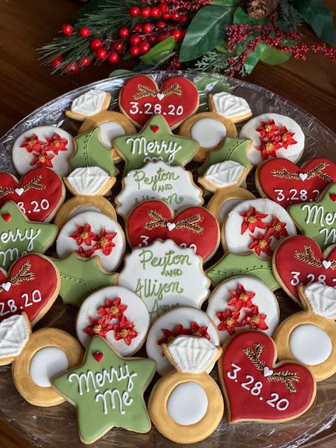 Engagement Party Cookies, Christmas Engagement Party, Winter Engagement Party, Christmas Wedding Inspiration, Christmas Bridal Showers, Holiday Engagement, Custom Sugar Cookies, Party Platter, Winter Bridal Showers