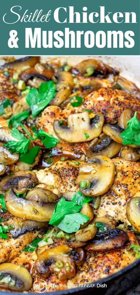 Chicken Tenders With Mushrooms, Chicken Recipe With Mushrooms, Lite Chicken Recipes, Mushroom With Chicken Recipes, Chicken Light Recipes, Skillet Chicken And Mushrooms, Easy Light Chicken Recipes, Mushroom Chicken Healthy, Chicken Breast Mushroom Recipes