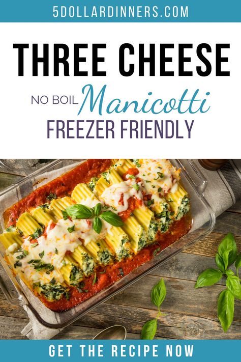 Freezer Manicotti Recipe, Manicotti Freezer Meal, Three Cheese Manicotti Recipe, Three Cheese Manicotti, Cheese Manicotti Recipe, Cheese Manicotti, 5 Dinners, Manicotti Recipe, Baby Meals