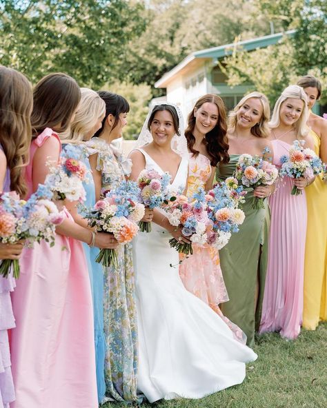 The wedding that lives rent free in our minds forever. 🦄🙌🏻 @mariee_ami @illusionsrentals @stemsofatx @limacaroline @bbjlatavola… | Instagram Pastel Weddings, Spring Wedding, Colorful Dresses, Pastel, Weddings, Flowers, Floral, Dresses, Black