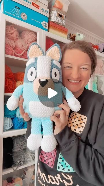 Jennifer Reynolds on Instagram: "🩵 We are a Bluey family so I just had to make this cutie! Now I need to make Bingo! Did you also know that there are new Bluey episodes coming out tomorrow? We are so excited!! #jennscraftycreations #northcarolina #crochet #crochettok #nc #blueytok #bluey #crochetersofinstagram #amigurumi #crochetbluey #yarn #michaelsstores" Crochet Bluey Bingo Amigurumi Free Pattern Tutorial, Bluey Bingo Crochet Pattern Free, Crochet Bluey Amigurumi Free Pattern, Bluey Crochet Free Patterns, Crochet Bluey Amigurumi, Bluey Diy, Crochet Bluey, Kawaii Patterns, Crocheted Animals