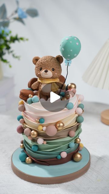 shaniabelle fondant on Instagram: "🧸🎈Fondant ruffle cake with a teddy bear cake topper. 

Doll online course will be soon, stay tuned, follow me for more cake ideas.

If you want to learn how to make a ruffle effect with fondant, leave your comment below with the word “teddy bear “

#dollcake #rufflecake #babyshower #cakedesign #cakedecorator #cakedecorator #childrencakes #cakedecoration#bearcake #cakepop #cakedecorator #cakedsign #caketutorials #kidscakes#tutorial #cakehack #shaniabellecake #cutecake #fondant #fondantcake#cakeidea#foodphotography #reelsinstagram #video #inspiration #instagood #reels #cakeart #sugarart #cakeideas #beautifulmoments" Teddy Bear Baby Shower Theme Cake, Ruffle Cake Tutorial, Teddy Bear Cake Topper, How To Make A Ruffle, Fondant Teddy Bear, Teddy Bear Baby Shower Theme, Teddy Cakes, Fondant Ruffles, Fondant Techniques