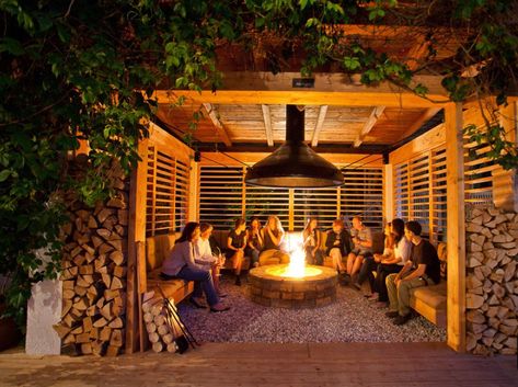 Terrasse Med Tak, Indoor Fire Pit, Gazebo With Fire Pit, Bled Slovenia, Backyard Pavilion, Fire Pit Area, Have Inspiration, Outdoor Gardens Design, Backyard Fire