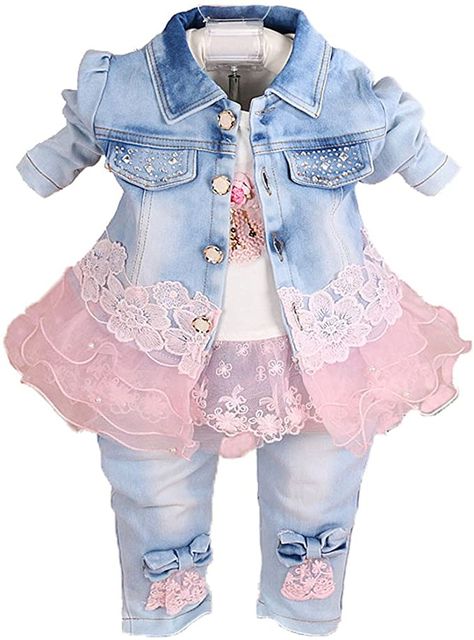 Denim Jacket And Jeans, Denim Clothing, Girls Clothing Sets, Girls Denim, Baby Outfits, Clothing Sets, Really Cute Outfits, Denim Outfit, Baby Knitting Patterns