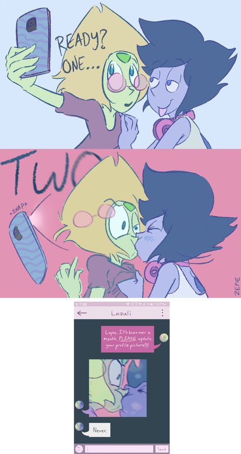 Selfie Lapis X Peridot Comic Kiss, Steven Universe Profile Picture, Lapis Lazuli X Peridot, Steven Universe Peridot X Lapis, Steven Universe Lapis And Peridot, Lapis Fanart, Peridot X Lapis, Lapis X Peridot, Lapis Lazuli And Peridot