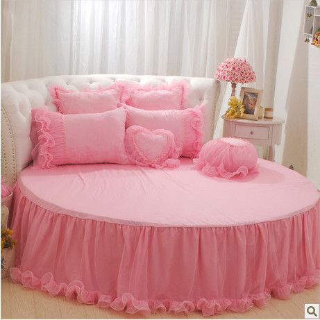 Find More Bedding Sets Information about ROUND BED 4pc/6pc pink king size princess bedding Korean style lace bed skirt new arrival girl bedding set king size bed cover,High Quality christmas gift women,China christmas wholesale gifts Suppliers, Cheap christmas gift decoration from Yangxi Bonbo Bedding Factory on Aliexpress.com Lace Bed Skirt, Princess Bedding, Circle Bed, Round Bed, Designer Bed Sheets, Girl Bedding, Girls Bedding Sets, Princess Bed, Inside Decor