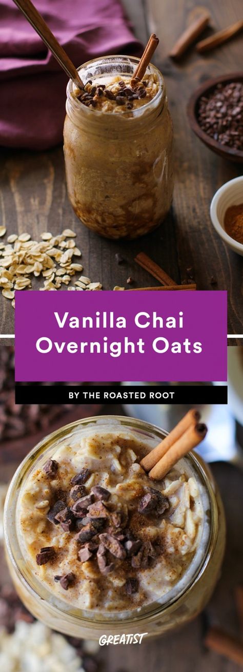 Protein Powder Overnight Oats, Overnight Oats Healthy Clean Eating, Chai Overnight Oats, Authentic Chai, Healthy Overnight Oats, Overnight Oats In A Jar, Snacks Protein, Real Vanilla, Overnight Oats Recipes