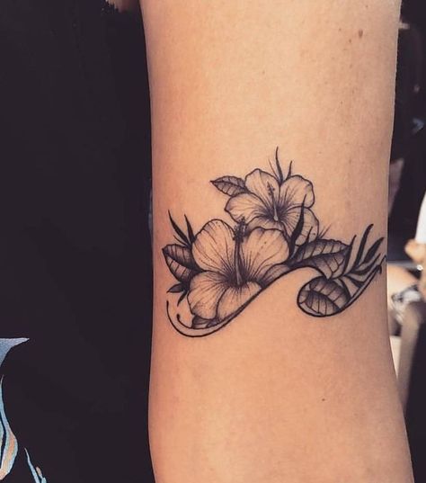 Flower Tats On Arm, Puerto Rican Flower Tattoo, Costa Rica Tattoo Ideas, Tropical Flower Tattoo, Hawaii Flower Tattoos, Tropical Flower Tattoos, Hawaiian Flower Tattoos, Plumeria Tattoo, Hibiscus Flower Tattoos