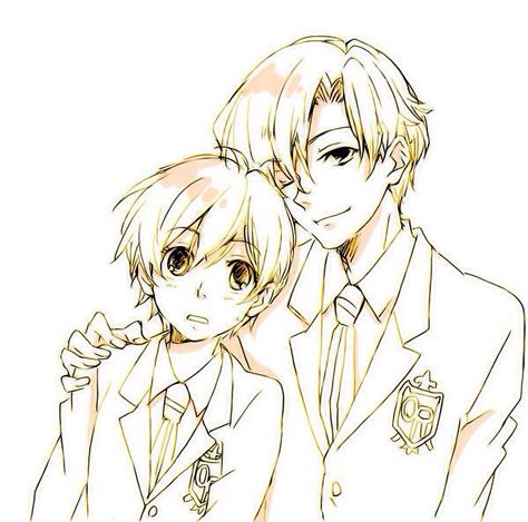 Haruhi and Tamaki, from the series "Ouran High School Host Club." >> Kawaii! Anime Doodles, Highschool Host Club, Art Adventure Time, Tamaki Suoh, Ouran Highschool Host Club, Host Club Anime, Art Vampire, Dengeki Daisy, Ouran Highschool