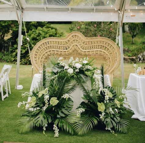 White Lotus Aesthetic, 2025 Inspiration, Wedding Sweetheart Table, Married Af, Philippine Wedding, Tropical Wedding Theme, Az Wedding, Tropical Flower Arrangements, Dream Wedding Reception