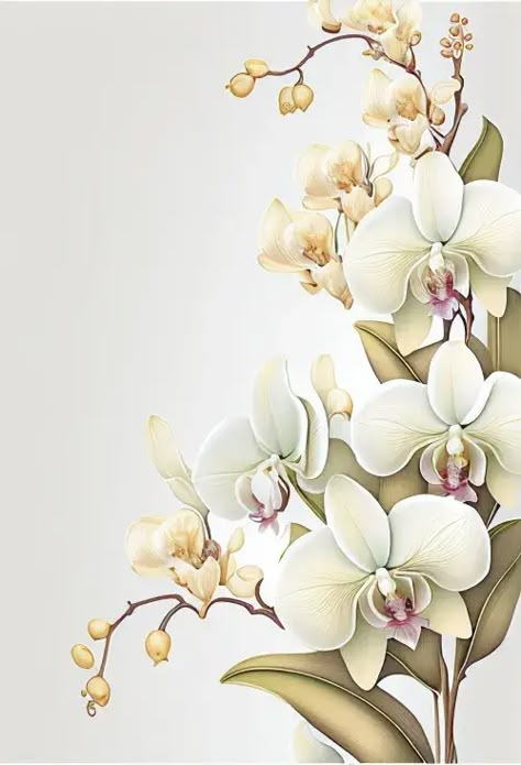 Free White Orchid Flower Card Background Image Orchid Illustration, Image Flower, Wedding Couple Cartoon, Orchids Painting, Modern Watercolor Art, Orchid Design, Card Background, Acrylic Painting Flowers, Flower Card