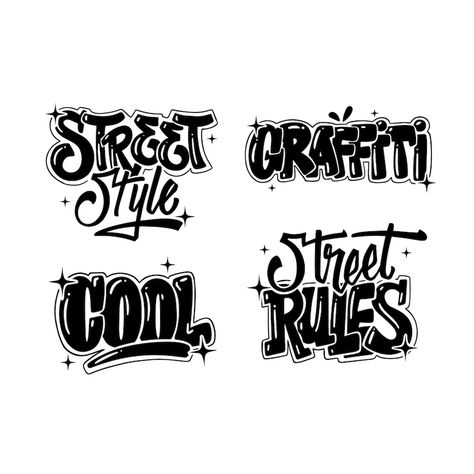 Free Vector | Black lettering urban style stickers Fusion Festival, Sticker Template, Tshirt Ideas, Art Template, Break Dance, Urban Style, Cool Fonts, Vector Photo, Urban Art