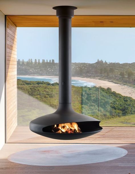 Focus Fireplaces, Design Camino, Suspended Fireplace, Hanging Fireplace, Floating Fireplace, European House, Guggenheim Museum, Wood Fireplace, Home Fireplace