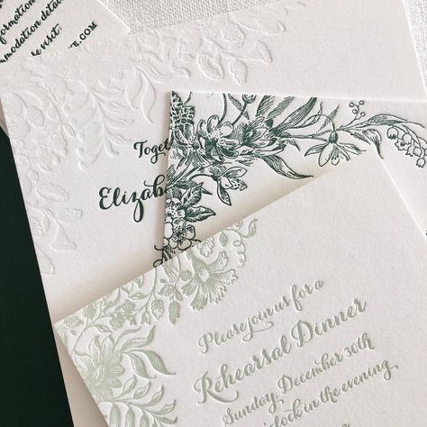 Pale Floral wedding invitation set in shades of green and with a tinted embossed floral pattern. Floral Embossed Wedding Invitations, Embossed Wedding Invitations, Florals Wedding, Floral Wedding Invitation, Wedding Mood Board, Wedding Mood, Wedding Invitation Sets, Wedding Invites, Floral Wedding Invitations