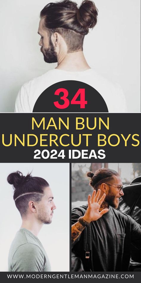 Elevate your style with 34 trendy man bun undercut looks! Discover versatile and edgy styles to rock this classic yet modern hairstyle. #ManBunUndercut #MensHairstyles #StyleInspiration Mens Long Hairstyles Straight Undercut, Faded Undercut Mens Long, Men’s Undercut Ponytail, Mens Hairstyles Undercut Long, Shaved Sides Haircut Men, Modern Undercut Men, Man Buns Hairstyle, Men’s Long Hair Low Undercut, How To Do An Undercut At Home