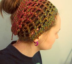 Crochet Dread Wrap Pattern Free, Hair Wrap Crochet Pattern, Crochet Dreadlock Hat Free Pattern, Crochet Dread Hat Pattern Free, Crochet Boho Headband, Dreadlock Wraps, Big Headbands, Slouchy Hat Crochet Pattern, Mesh Headband