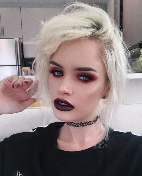 Bold makeup look Nº1 by atleeeey - #eyeshadow #makeup #cosmetics #lashes #lipstick #beauty #lips 90s Grunge Makeup, Rock Makeup, 80s Punk, Punk Makeup, Bold Makeup Looks, Witch Makeup, Alternative Makeup, Smink Inspiration, Emo Makeup